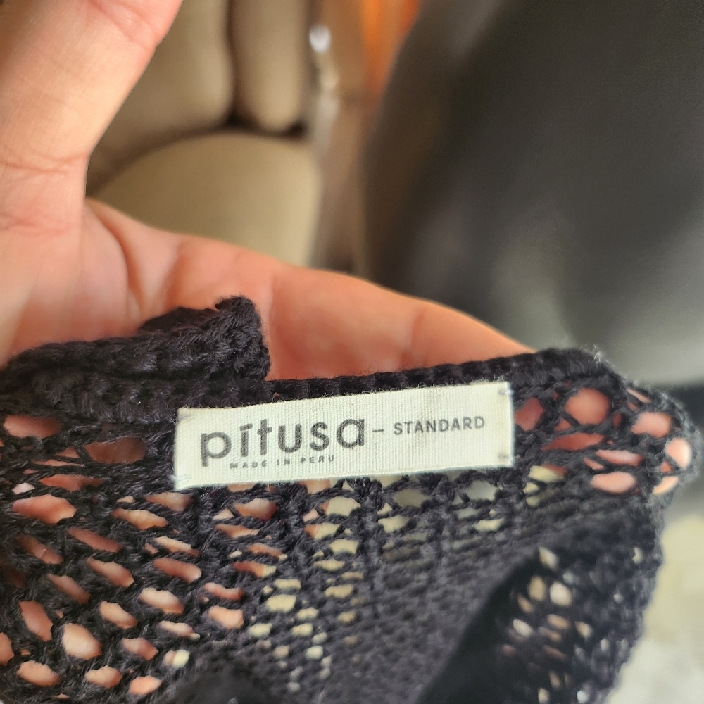 Pitusa Dress Black Crochet Hearts Mini OS - Picture 7 of 7